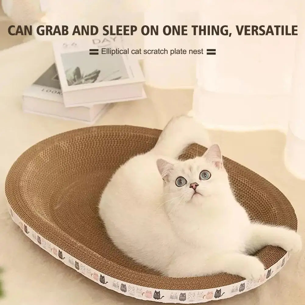 Cat Scratcher Cardboard Round Oval Pad Bowl Nest | Indoor Cat Scratch Board for Claw Grinding
