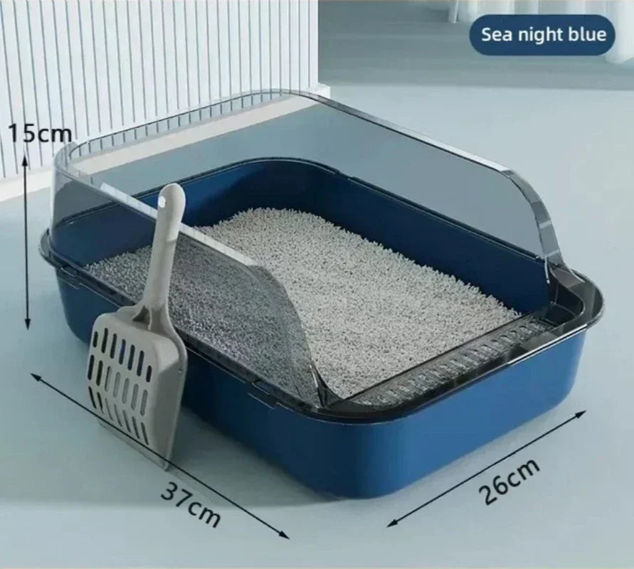 Kitty Sandbox Semi-Enclosed Cat Litter Box – Splashproof Tray & Cleaning Toilet for Kittens
