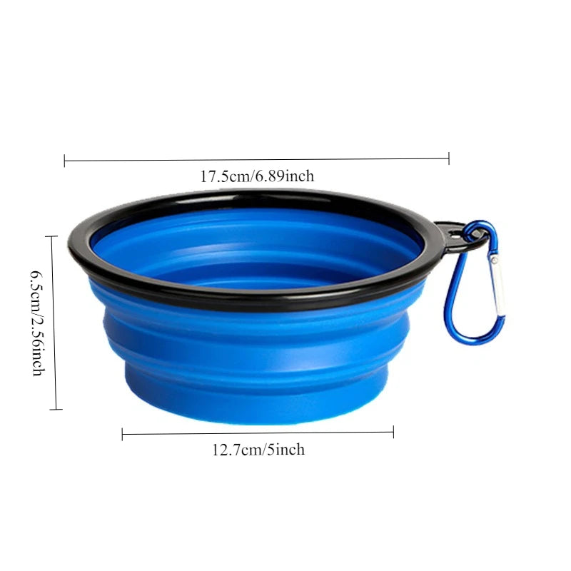 Collapsible Silicone Pet Bowl with Carabiner – Portable Folding Dog & Cat Food Water Dish for Travel & Outdoor Use