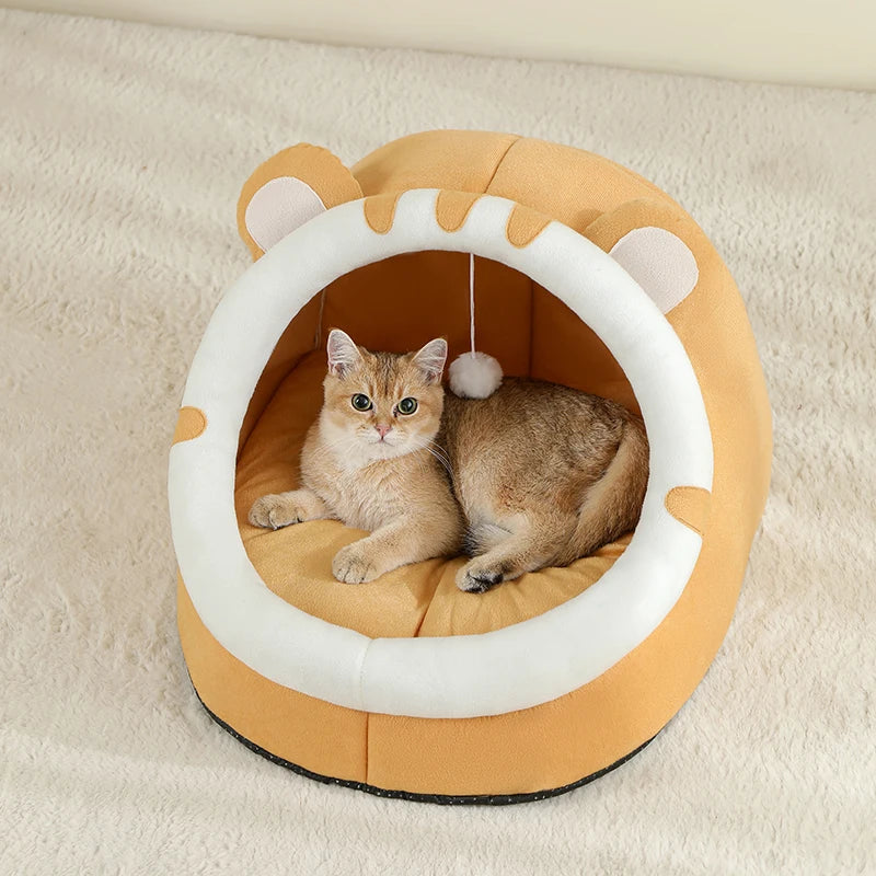 Warm Cat Bed – Pet Cave House with Cushion for Cats & Small Dogs
