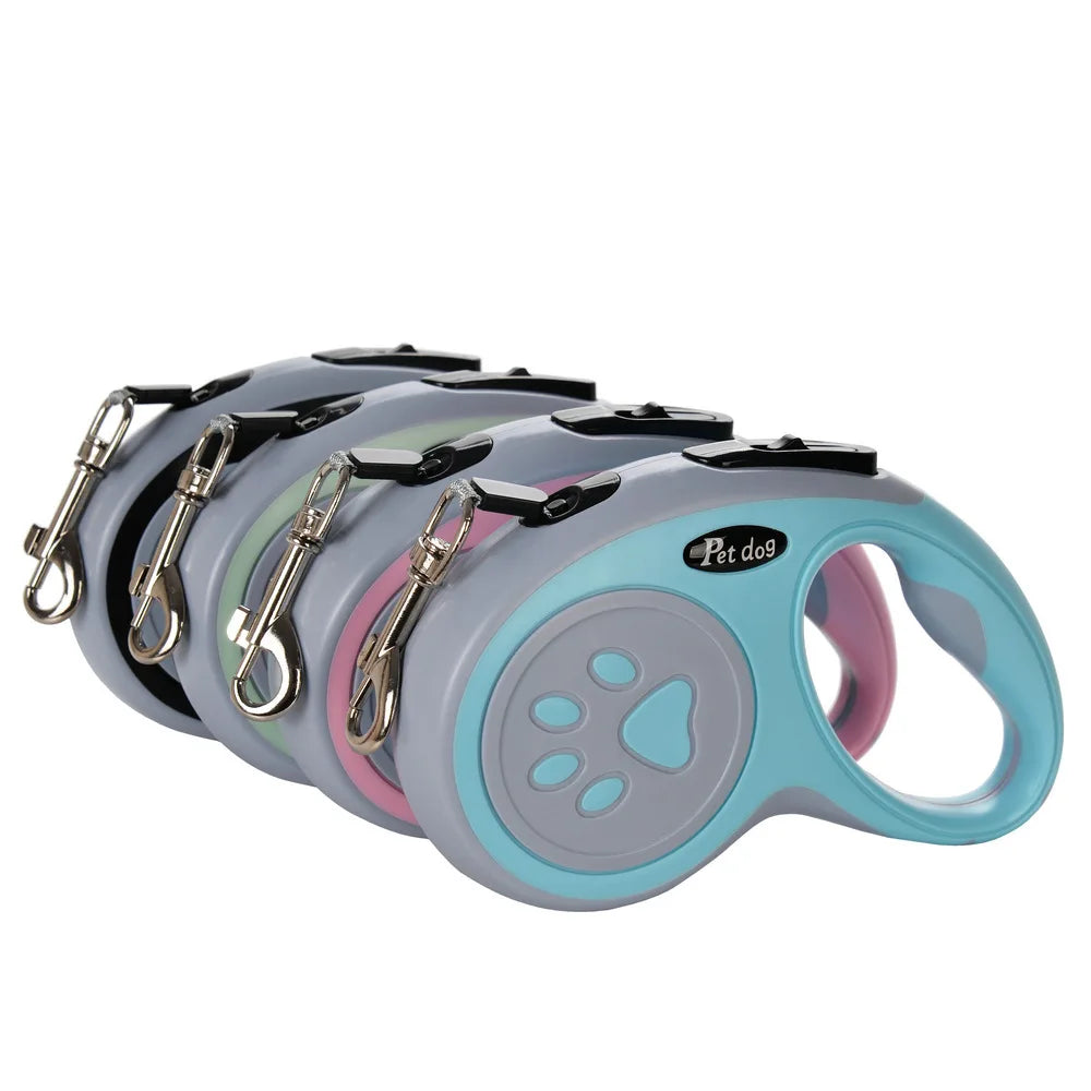 Automatic Retractable Pet Leash – Bone Paw Print Telescopic Dog Lead