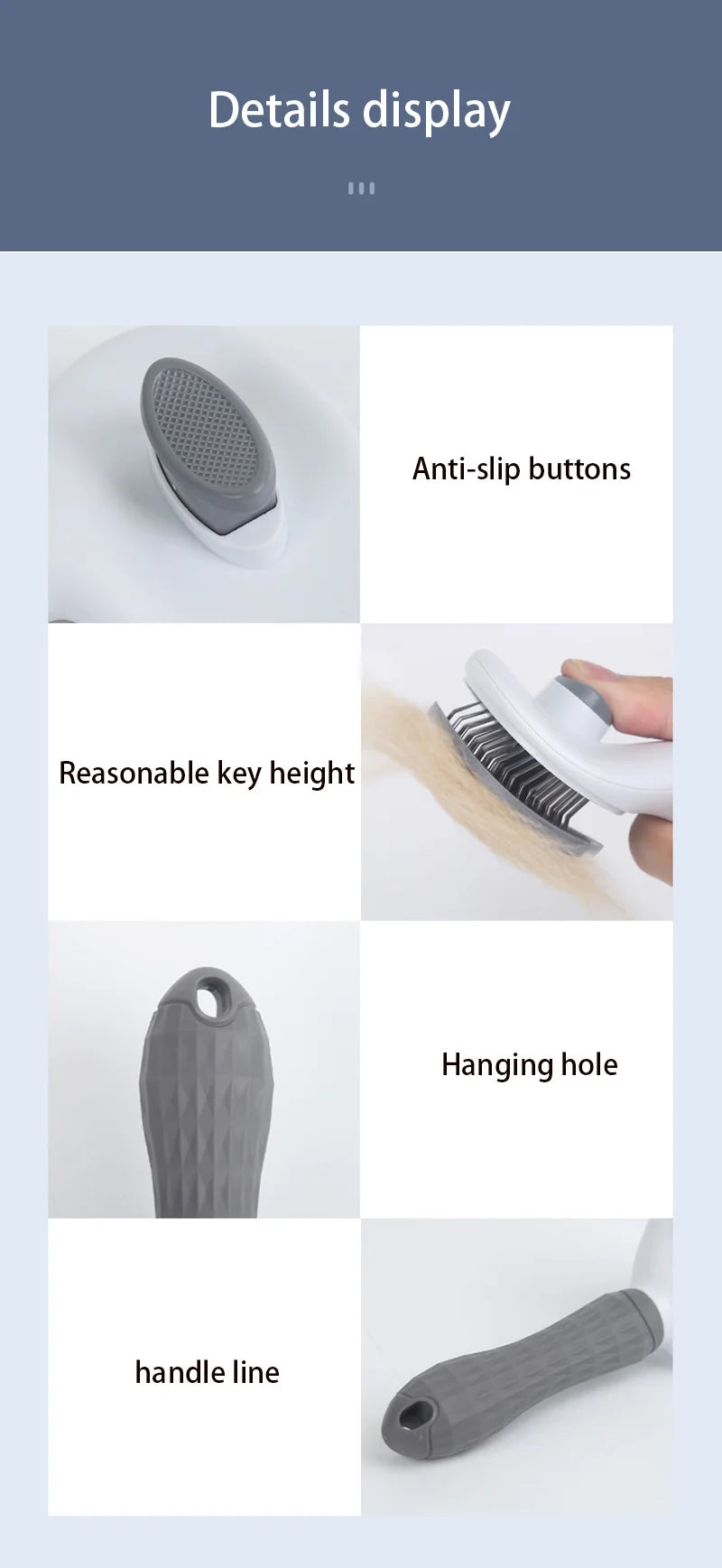 Pet Grooming Brush – Stainless Steel Dog Comb & Cat Brush for Long Hair, Shedding & Cleaning