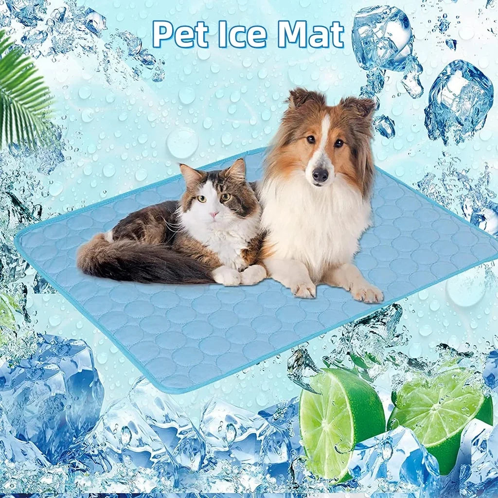 Pet Cooling Mat for Cats & Dogs – Soft Ice Silk Summer Dog Bed