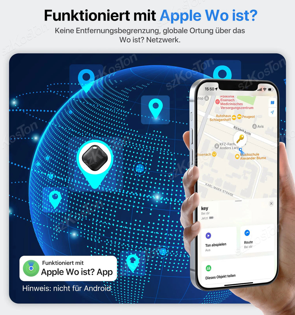 Mini GPS Tracker – iOS Find My App Compatible | Pet, Child, Car & Key Finder with Keychain