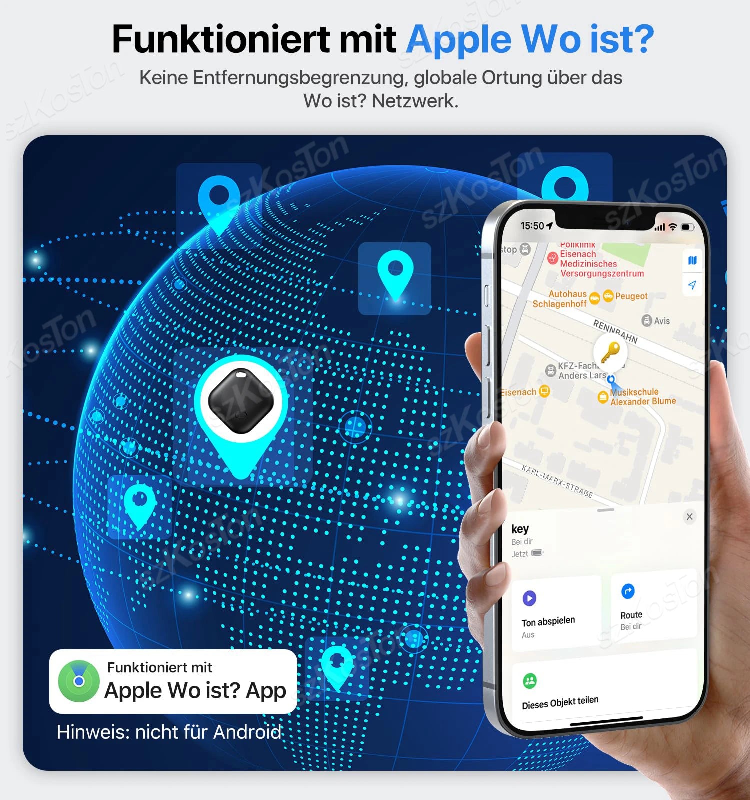 Mini GPS Tracker – iOS Find My App Compatible | Pet, Child, Car & Key Finder with Keychain