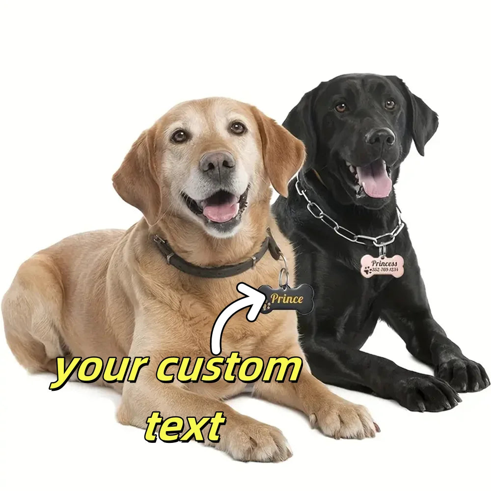 Customized Pet ID Tag Keychain – Personalized Engraved Bone Pendant for Dog & Cat Collars