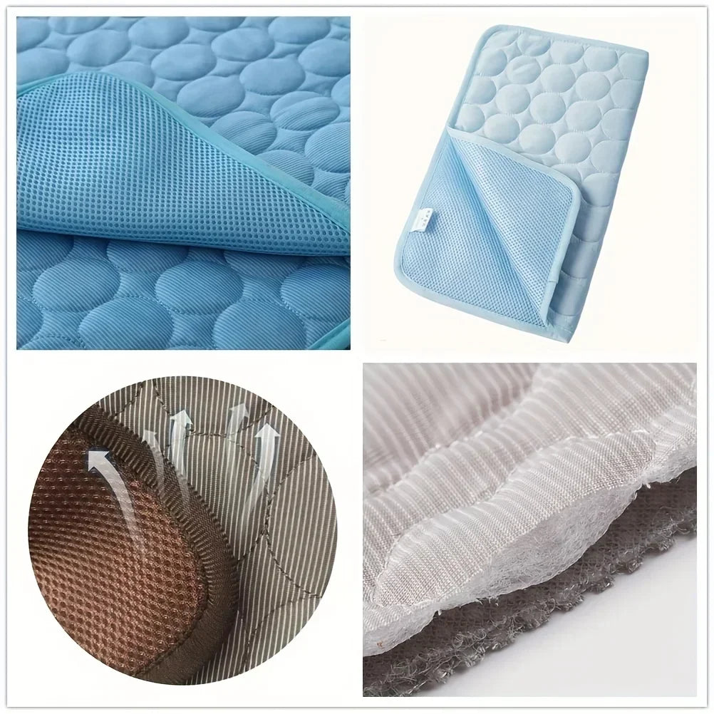 Pet Cooling Mat for Cats & Dogs – Soft Ice Silk Summer Dog Bed