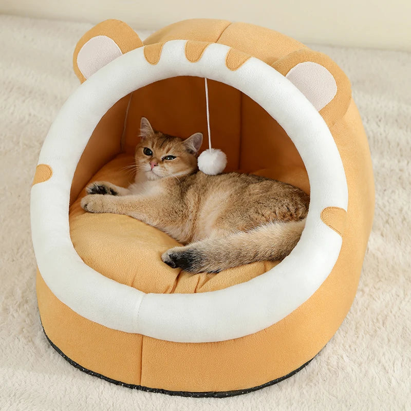 Warm Cat Bed – Pet Cave House with Cushion for Cats & Small Dogs
