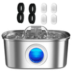 3.2L/108oz Stainless Steel Automatic Cat Water Fountain – Square Silent Pet Water Dispenser with Dual Outlets for Cats & Dogs