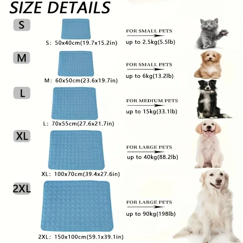 Pet Cooling Mat for Cats & Dogs – Soft Ice Silk Summer Dog Bed