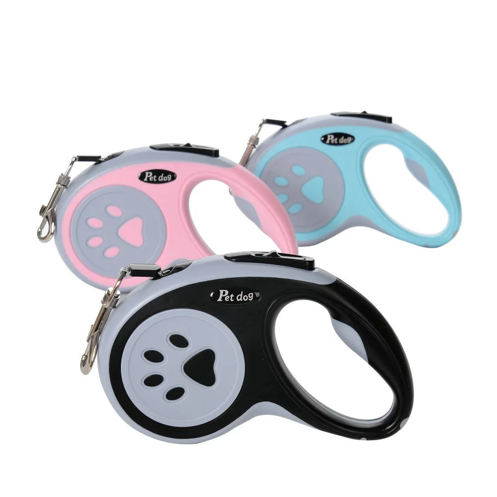 Automatic Retractable Pet Leash – Bone Paw Print Telescopic Dog Lead