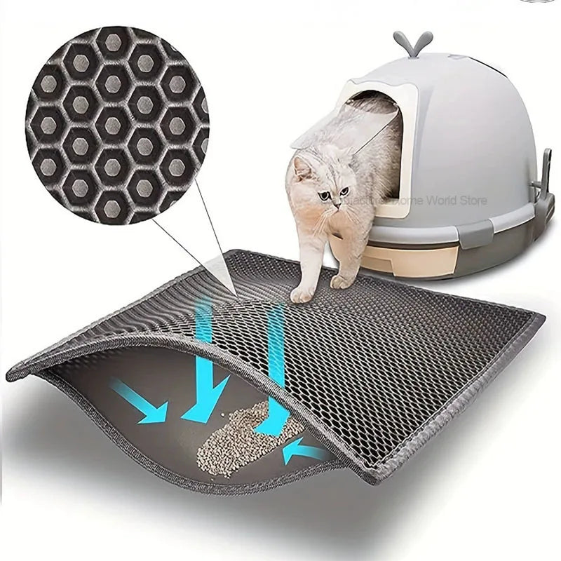 Waterproof Double Layer Cat Litter Mat – Non-Slip, Washable, EVA Pet Toilet Mat