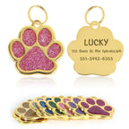 Personalized Pet Collar ID Tag – Custom Engraved Cat & Dog Name Necklace | Gold Paw Glitter Pendant, Puppy Accessories 3CM
