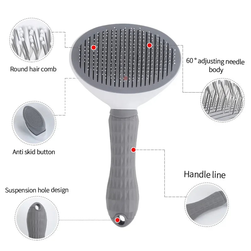 Pet Grooming Brush – Stainless Steel Dog Comb & Cat Brush for Long Hair, Shedding & Cleaning