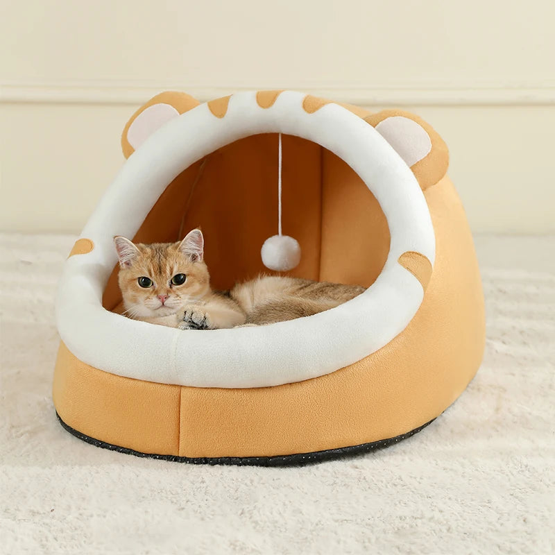 Warm Cat Bed – Pet Cave House with Cushion for Cats & Small Dogs