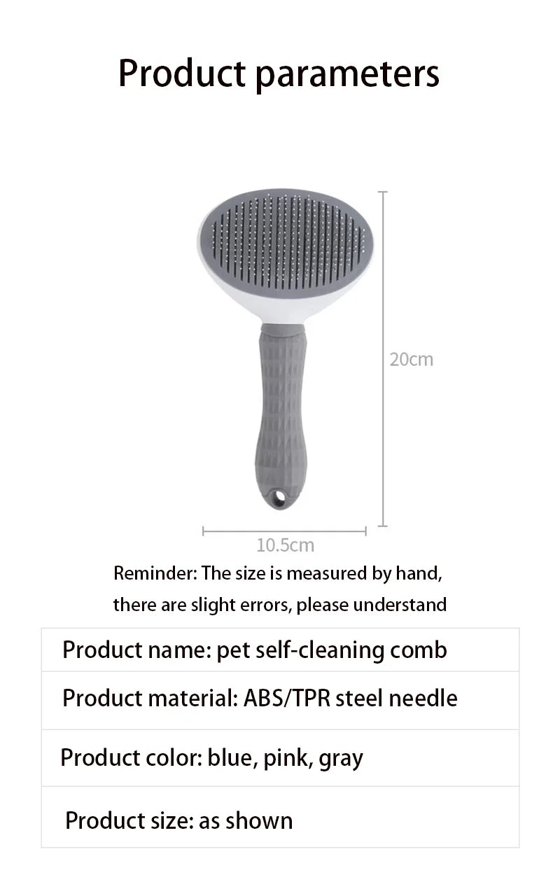 Pet Grooming Brush – Stainless Steel Dog Comb & Cat Brush for Long Hair, Shedding & Cleaning