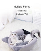 Cat Head Shaped Cozy Cat Bed – Warm Semi-Closed Sleep Cave, Non-Slip Pet House for All Seasons