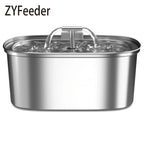3.2L/108oz Stainless Steel Automatic Cat Water Fountain – Square Silent Pet Water Dispenser with Dual Outlets for Cats & Dogs