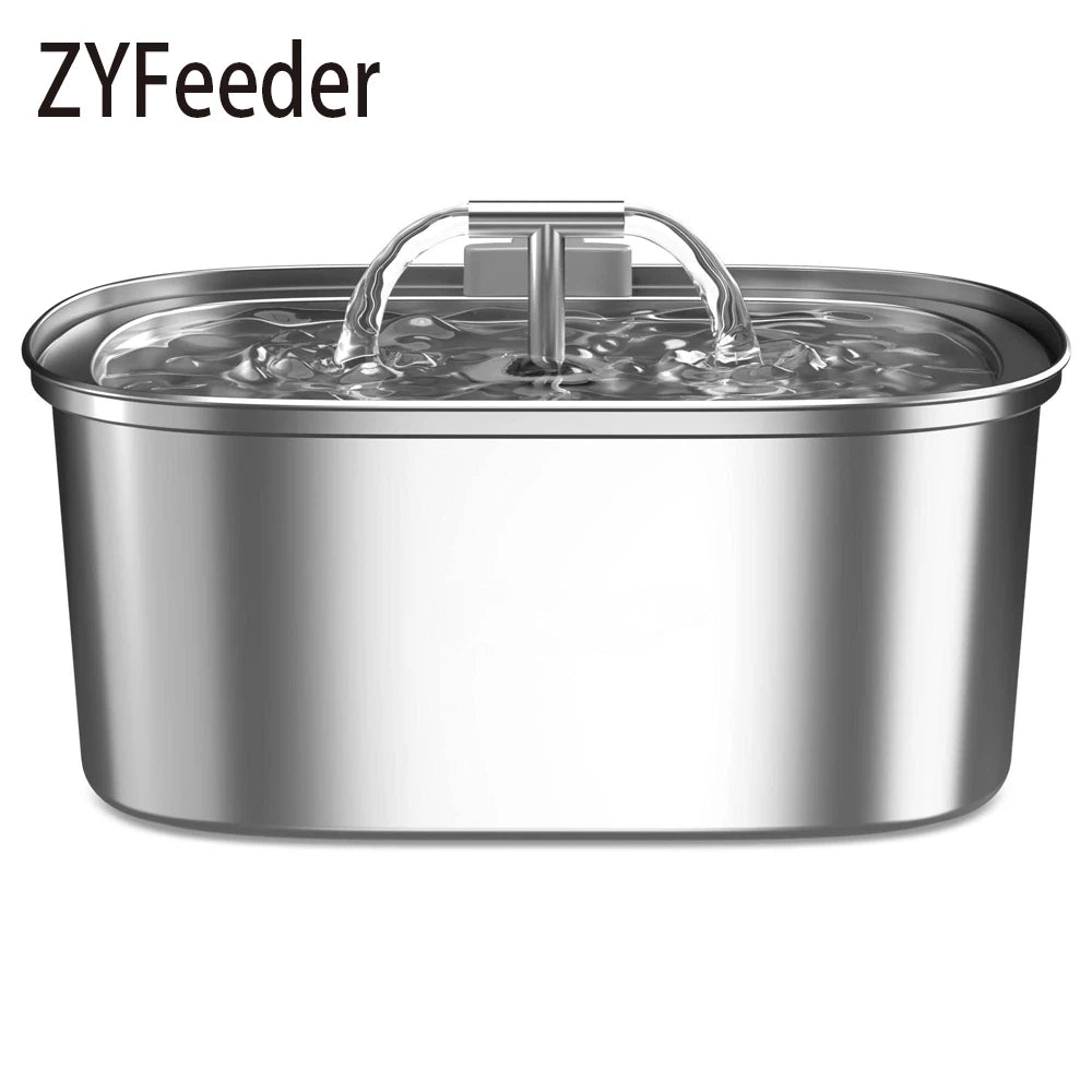 3.2L/108oz Stainless Steel Automatic Cat Water Fountain – Square Silent Pet Water Dispenser with Dual Outlets for Cats & Dogs