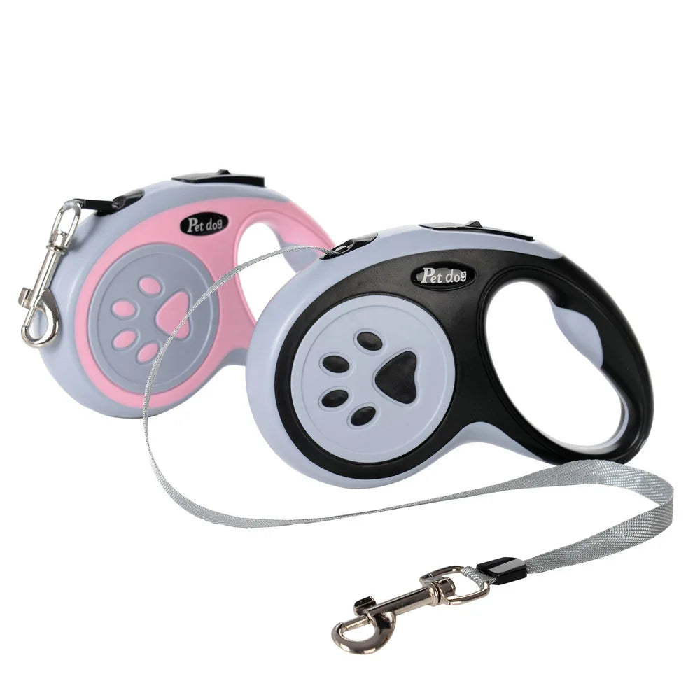 Automatic Retractable Pet Leash – Bone Paw Print Telescopic Dog Lead