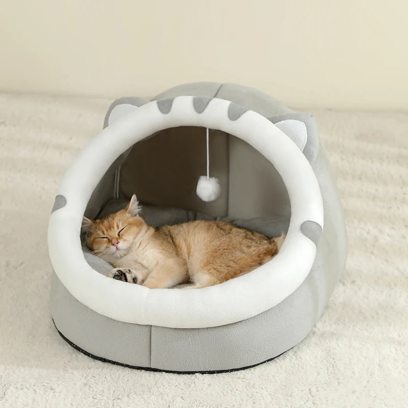 Warm Cat Bed – Pet Cave House with Cushion for Cats & Small Dogs
