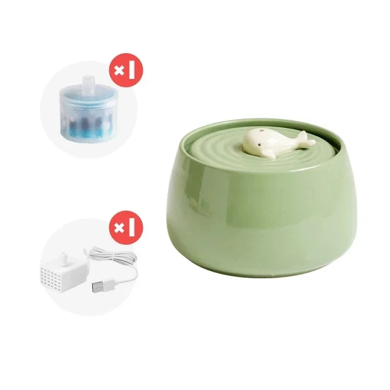 1.3L Ceramic Cat Water Fountain – USB Pet Water Dispenser with Automatic Circulating Filtration for Cats & Dogs