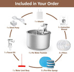 2L Stainless Steel Pet Water Fountain – Automatic Cat Water Dispenser with Sensor & Heater