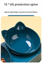 3-in-1 Tilted Cat Bowls with Water Feeder – Elevated Pet Food & Water Set for Neck Protection