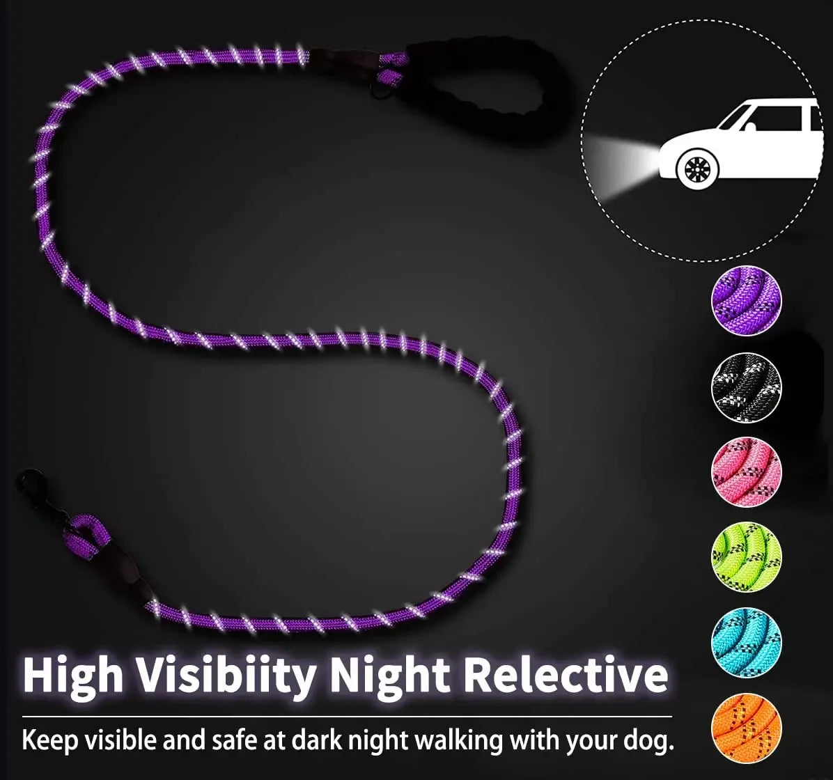 Strong Reflective Dog Leash for Small, Medium & Large Dogs – Durable Pet Leash for Golden Retriever, Training, Walking & Pull Control