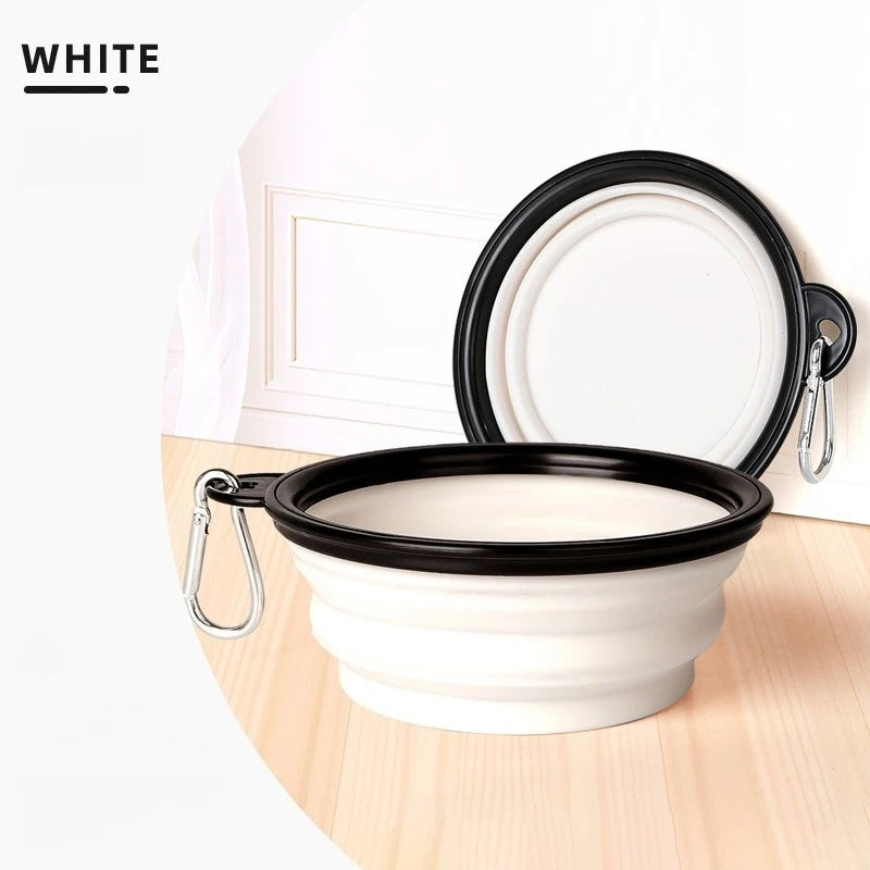 Collapsible Silicone Pet Bowl with Carabiner – Portable Folding Dog & Cat Food Water Dish for Travel & Outdoor Use