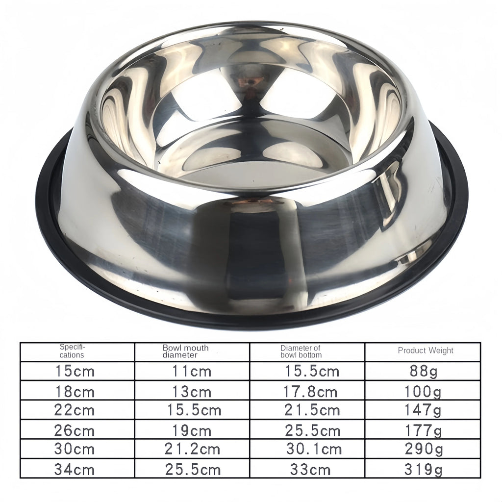 Pet Dog Cat Stainless Steel Bowl – Durable Feeding & Drinking Bowl