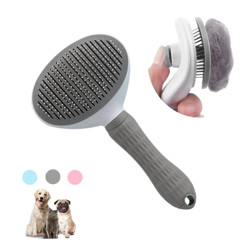 Pet Grooming Brush – Stainless Steel Dog Comb & Cat Brush for Long Hair, Shedding & Cleaning