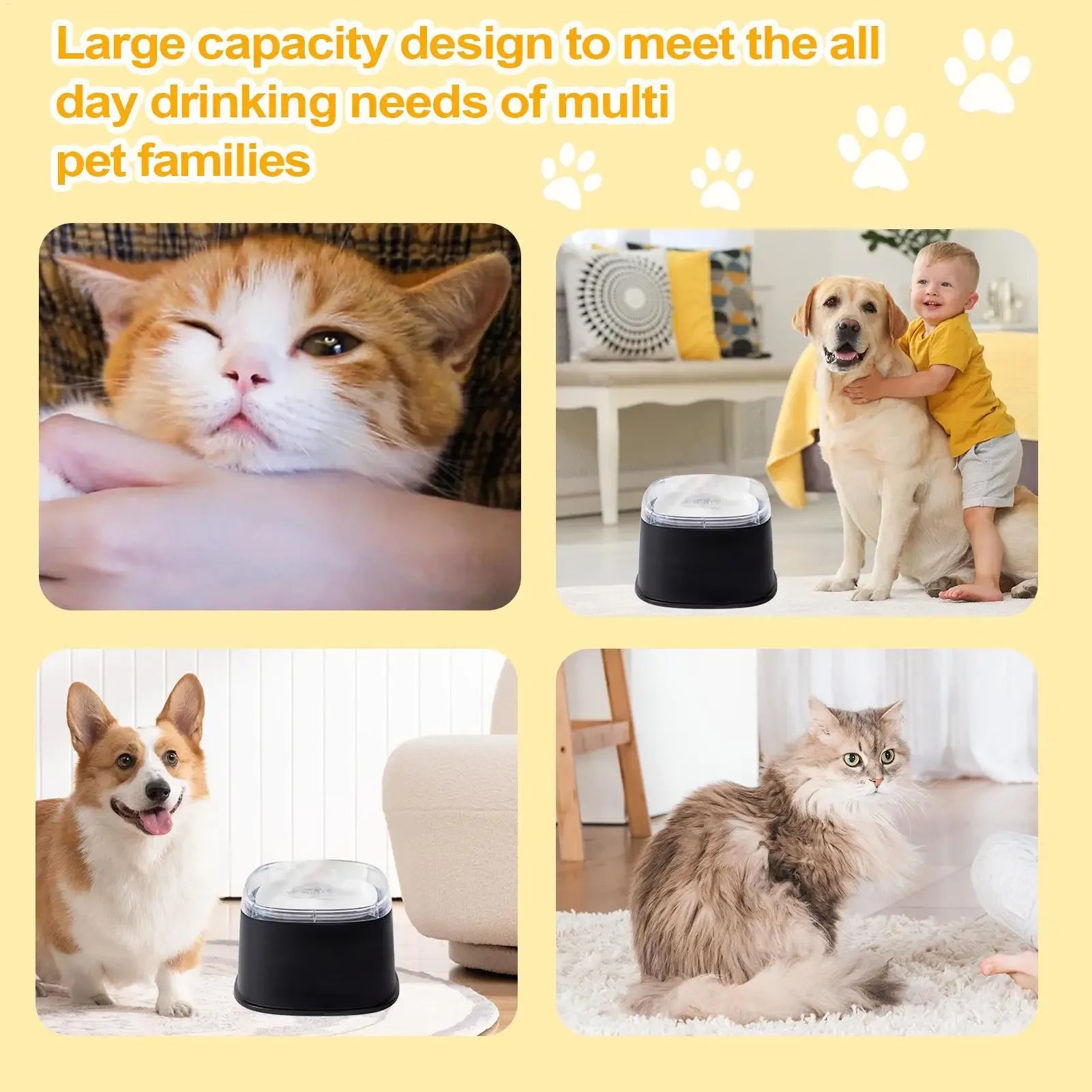 Spill-Proof Slow Drinking Dog Water Bowl – 2000ml Large Capacity Pet Dispenser for Dogs, Puppies & Kittens