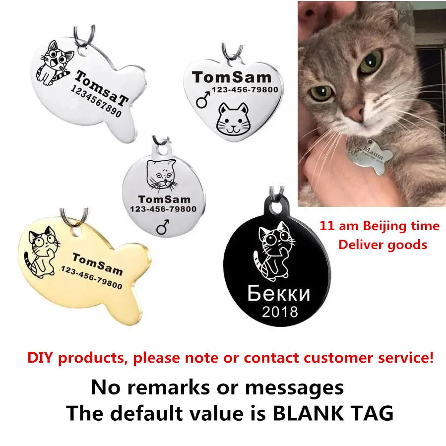 Custom Pet ID Tag for Cats & Dogs – Free Engraving Stainless Steel Name Tag