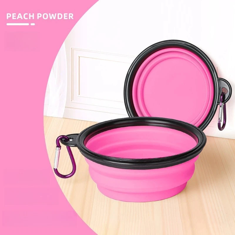 Collapsible Silicone Pet Bowl with Carabiner – Portable Folding Dog & Cat Food Water Dish for Travel & Outdoor Use