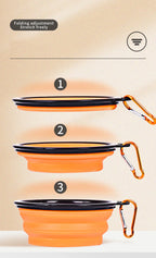350ML Portable Folding Pet Bowl with Keychain – Travel Cat & Dog Bowl, Durable & Convenient