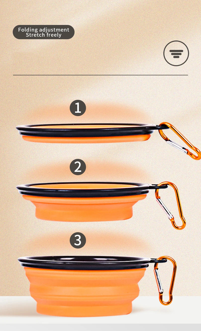350ML Portable Folding Pet Bowl with Keychain – Travel Cat & Dog Bowl, Durable & Convenient