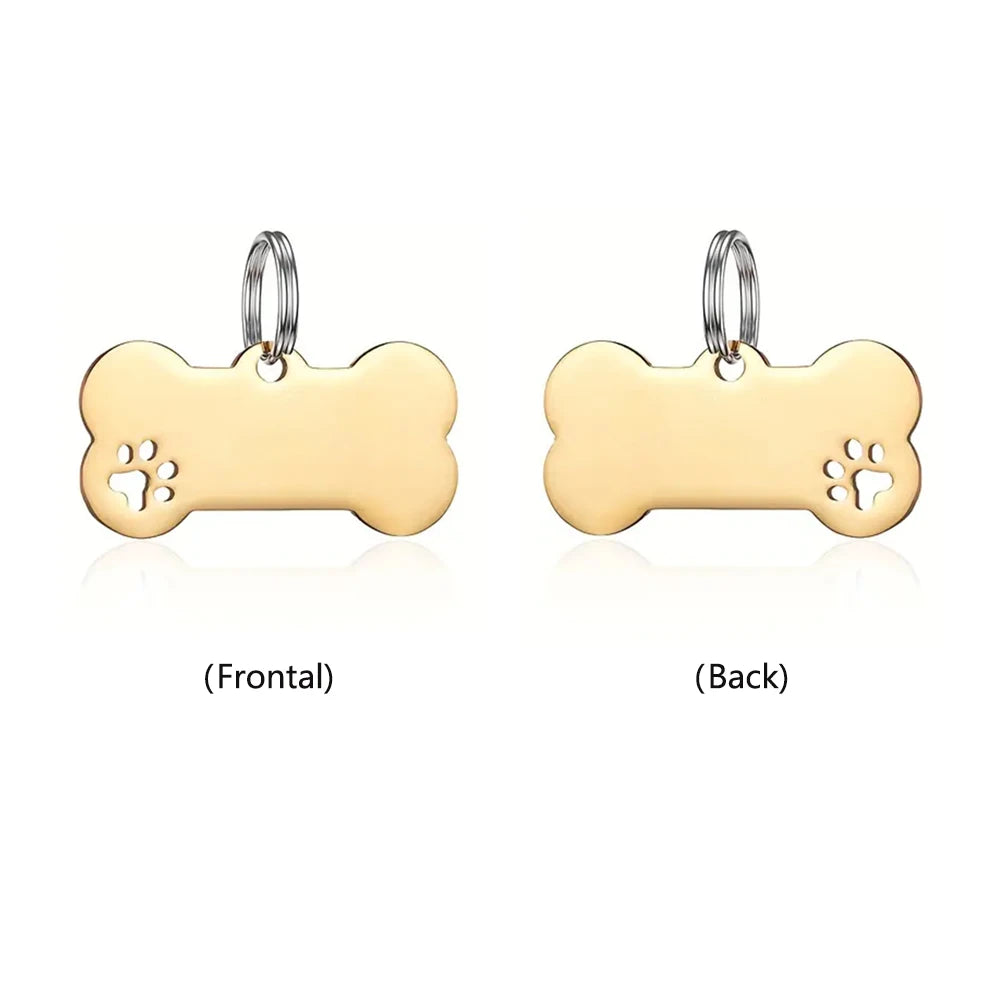Customized Pet ID Tag Keychain – Personalized Engraved Bone Pendant for Dog & Cat Collars