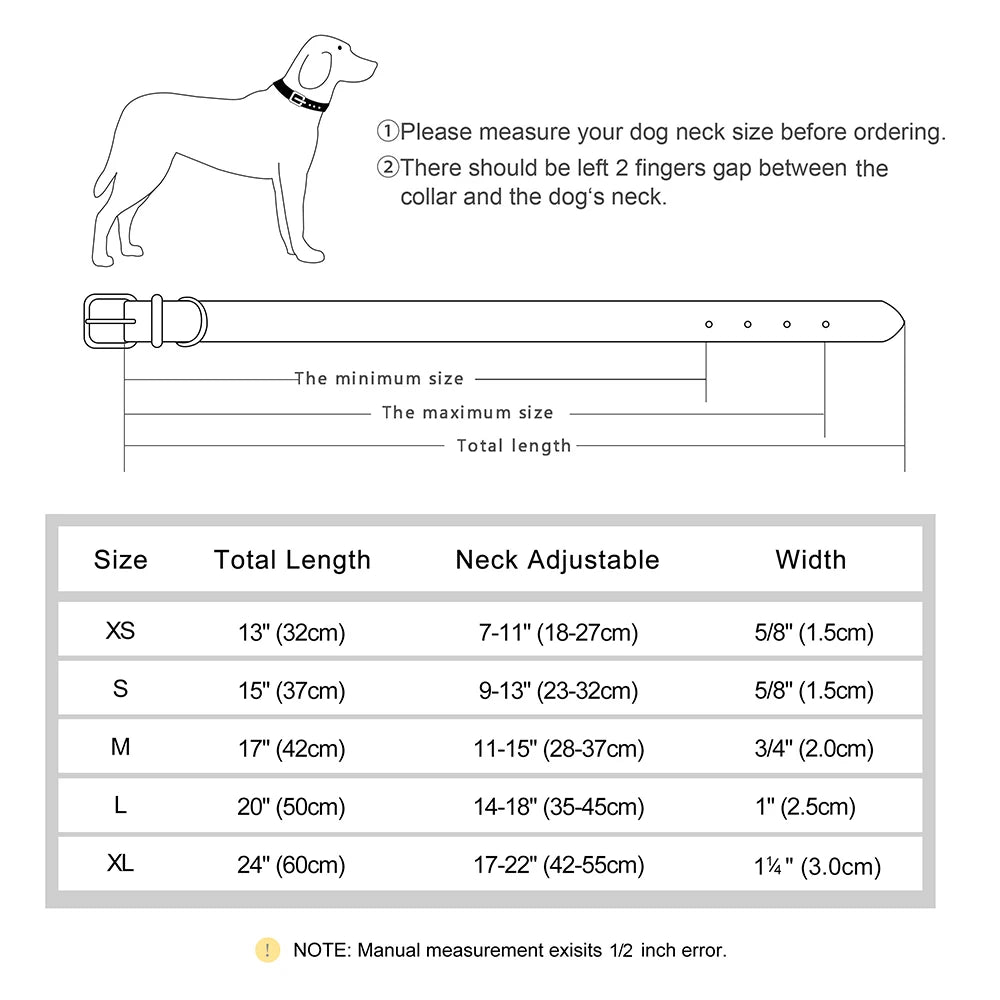 Personalized PU Leather Dog Collar – Adjustable, Soft Padded ID Name Tag for Small, Medium & Large Dogs – Free Engraving, Multiple Colors