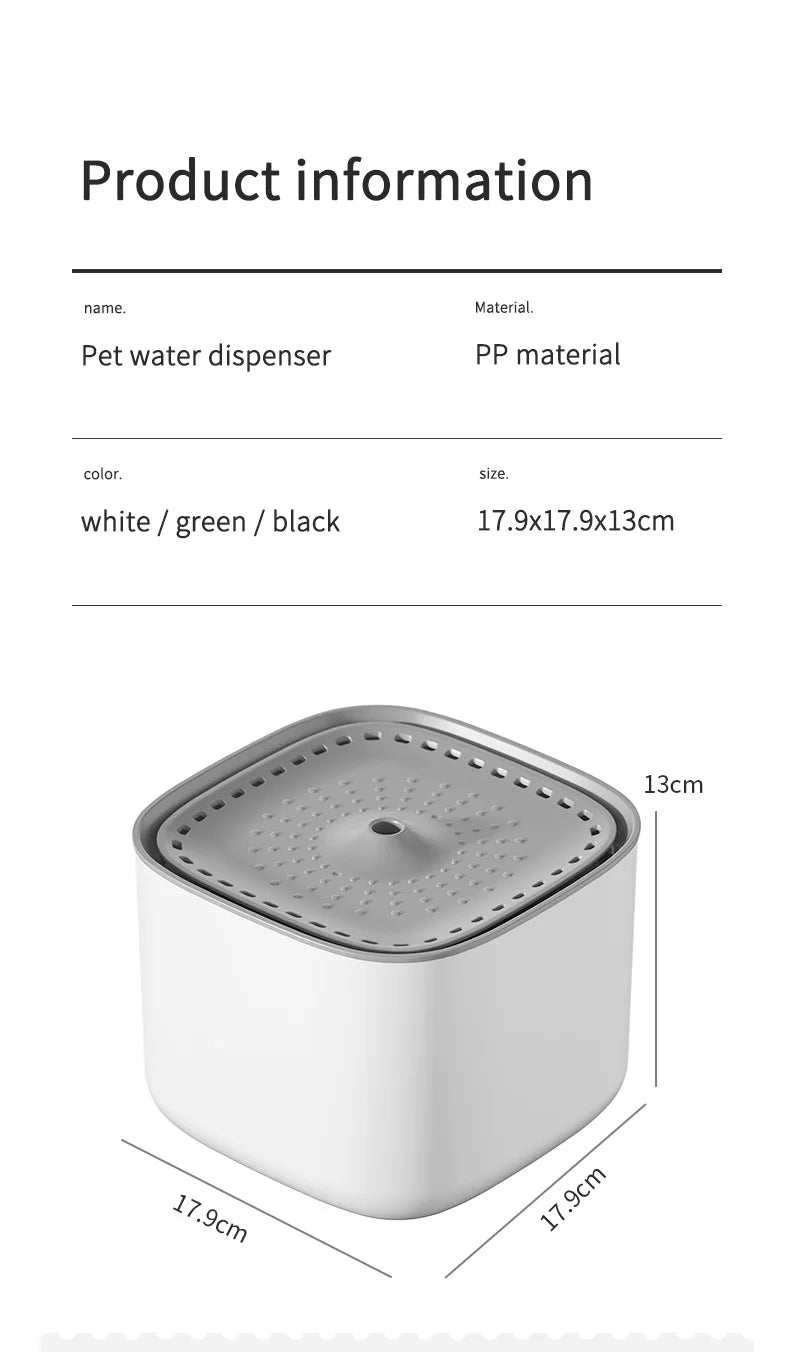 3L Cat Water Fountain – Automatic Recirculating Filter, Large Capacity Silent USB Electric Dispenser for Cats & Pets