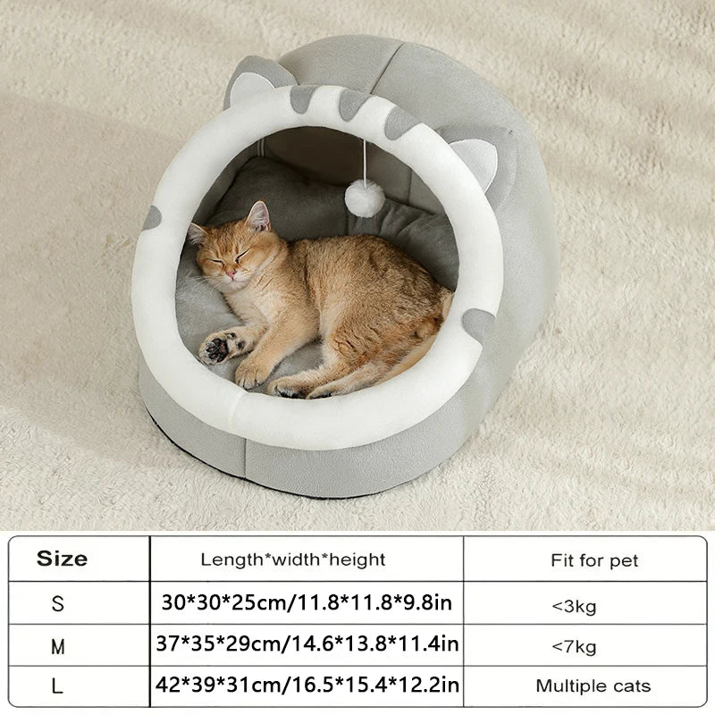 Warm Cat Bed – Pet Cave House with Cushion for Cats & Small Dogs