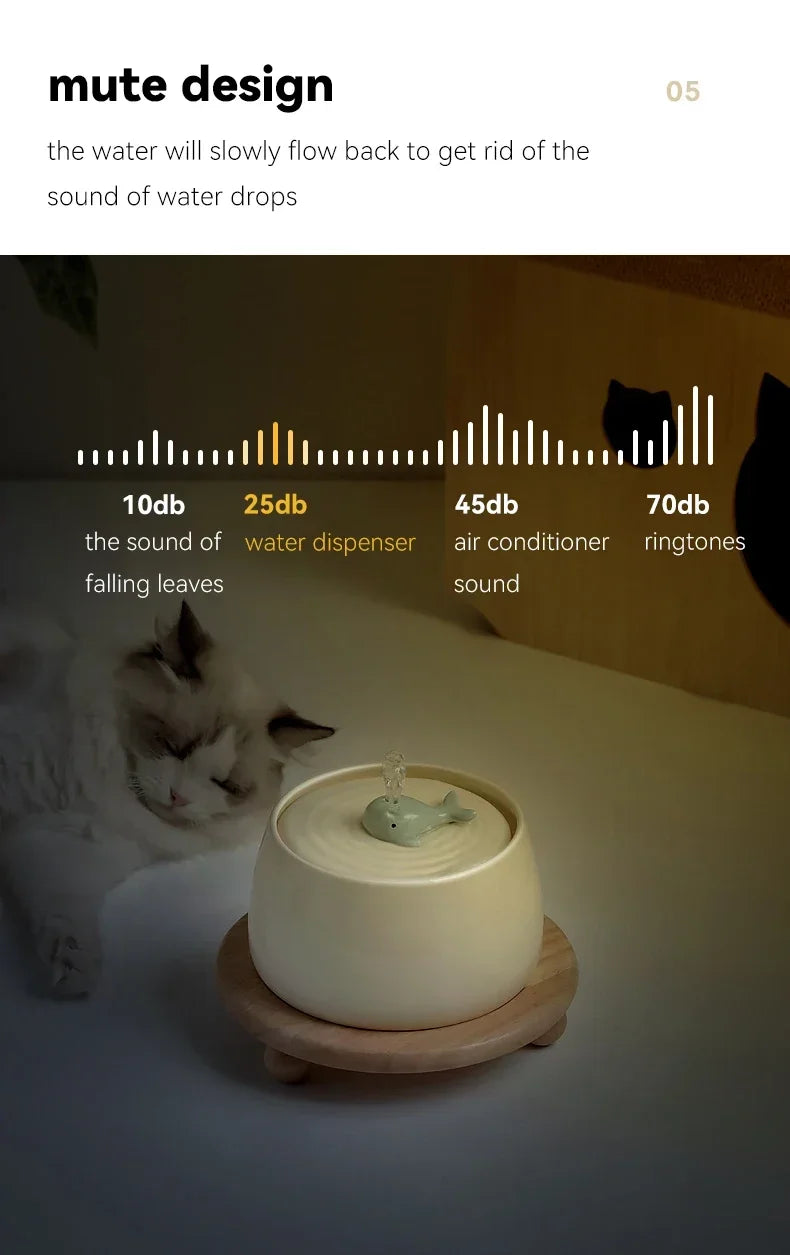 1.3L Ceramic Cat Water Fountain – USB Pet Water Dispenser with Automatic Circulating Filtration for Cats & Dogs