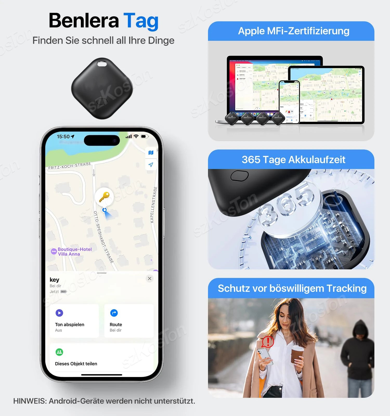 Mini GPS Tracker – iOS Find My App Compatible | Pet, Child, Car & Key Finder with Keychain