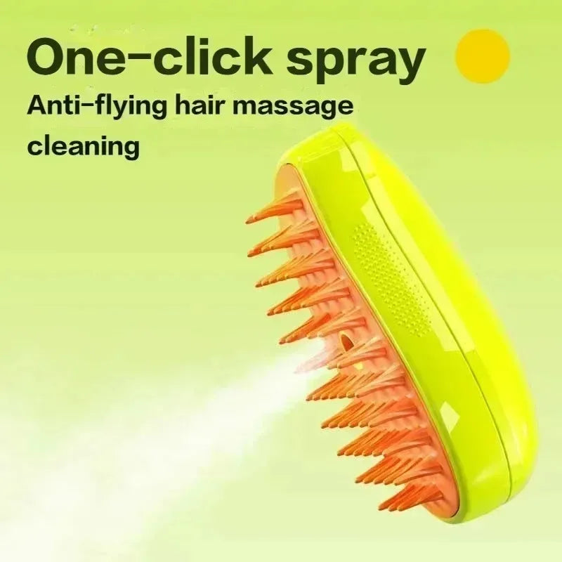 3-in-1 Steam Pet Grooming Brush – Cat & Dog Hair Removal, Massage Comb, Shedding & Spray Tool