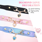 Adjustable PU Pet Collar for Cats & Dogs – Durable Sparkling Heart Design