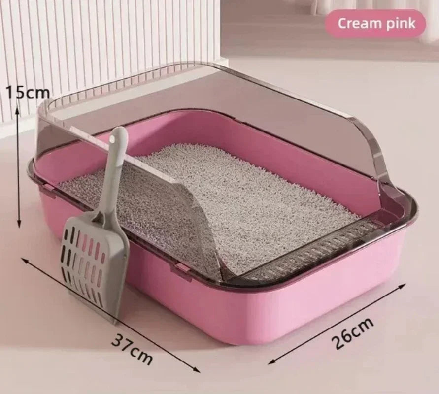 Kitty Sandbox Semi-Enclosed Cat Litter Box – Splashproof Tray & Cleaning Toilet for Kittens